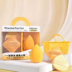 [ Set 3 Hộp ] Bông Trang Điểm [ 3 Bông + 1 Rổ ] - 16397