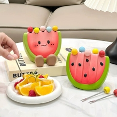 [ Set 2 Bộ ] Đựng Nữa Dưa Hấu + Nĩa Macaron - 16829