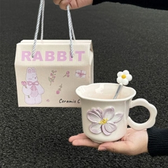 [ Set 2 Cái ] Ly Cốc Sứ + Thìa [ Hộp Quà Đẹp ] - 18395