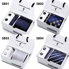 [ Set 2 Bộ Quà Tặng 5 Món ] Cà Vạt 146*75*35mm / Khăn 250*250mm - 18581