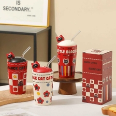 [ Set 2 Cái ] Ly Cốc Sứ [ Ly / Nắp / Ống Hút / Hộp Đẹp ] - 19554