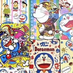 [ Set 4 Quyển ] Sổ Nhật Ký Bìa Cứng Doraemon [ A5 / Giấy Hoạ Tiết ] - 20069