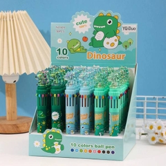 [ Hộp 36 Cây ] Bút Bi Bấm 10 Màu Dino [ 0.7mm ] - 20080