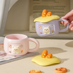 [ Set 2 Cái ] Cốc Sứ + Nắp - 20853