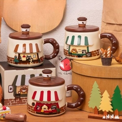 [ Set 2 Cái ] Cốc Sứ + Nắp [ Hộp Màu ] - 21277