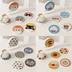 [ Set 10 Cái ] Lót Cốc [ Làm Từ Đất Tảo Thấm Hút Cao Cấp / Có Thể Vệ Sinh / Dày 9mm ] - 22135