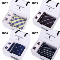 [ Set 2 Bộ Quà Tặng 5 Món ] Cà Vạt 146*75*35mm / Khăn 250*250mm - 18581