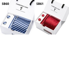 [ Set 2 Bộ Quà Tặng 5 Món ] Cà Vạt 146*75*35mm / Khăn 250*250mm - 18581