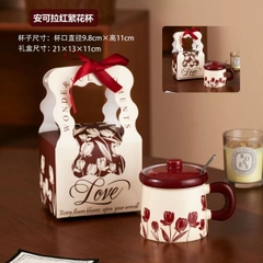[ Set 2 Cái ] Ly Cốc Sứ [ Nắp + Thìa + Hộp Đẹp ] - 17985