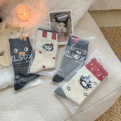 [ Set 5 Đôi ] Vớ Dài [ Cotton Pengu / Có Tag Treo ] - 18042