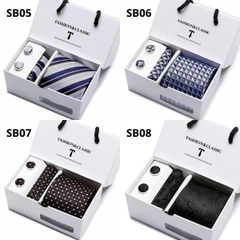 [ Set 2 Bộ Quà Tặng 5 Món ] Cà Vạt 146*75*35mm / Khăn 250*250mm - 18581