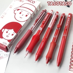 [ Set 5 Bộ ] Bút Gel Bấm Tacotaco [ 0.5mm / Đỏ / Hộp 5 Cây ] - 19193