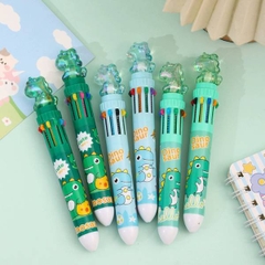 [ Hộp 36 Cây ] Bút Bi Bấm 10 Màu Dino [ 0.7mm ] - 20080