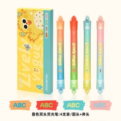 [ Set 5 Hộp ] Bút Dạ Quang 2 Đầu [ Hộp 4 Cây ] - 20066