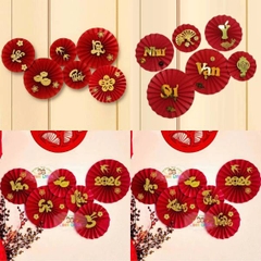 [ Set 10 Bộ ] Quạt Trang Trí Năm Mới [ Bộ Vật Liệu ] - 20531