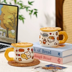 [ Set 2 Cái ] Cốc Sứ + Nắp [ Hộp Màu ] - 21273