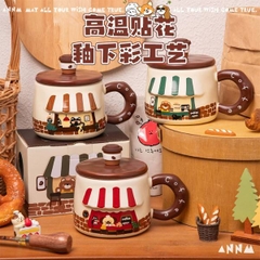 [ Set 2 Cái ] Cốc Sứ + Nắp [ Hộp Màu ] - 21277