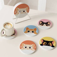 [ Set 10 Cái ] Lót Cốc [ Làm Từ Đất Tảo Thấm Hút Cao Cấp / Có Thể Vệ Sinh / Dày 9mm ] - 22135