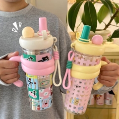 [ Set 2 Cái ] Bình Nước Caro ( 800ml - Kèm Móc Khóa ) - 921246