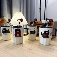 [ Set 2 Cái ] Cốc Sứ [ 500ml - Ống Hút Không Có Nắp ] - 16274