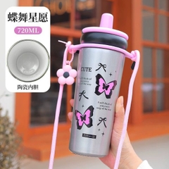 [ Set 2 Cái ] Bình GIữ Nhiệt [ 720ml - Inox 316 - Tráng Gốm ] - 16275