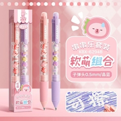 [ Set 6 Hộp ] Bút Bi Xoá Được Gấu Kaba [ 0.5mm - Khô Nhanh - Xanh - Hộp 2 Cây ] - 16659