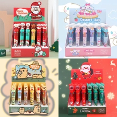 [ Set 2 Hộp ] Bút Bi Bấm 10 Màu [ Hộp 36 Cây - 6 Mẫu ] - 19203