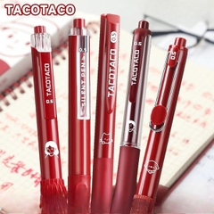 [ Set 5 Bộ ] Bút Gel Bấm Tacotaco [ 0.5mm / Đỏ / Hộp 5 Cây ] - 19193