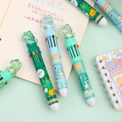 [ Hộp 36 Cây ] Bút Bi Bấm 10 Màu Dino [ 0.7mm ] - 20080