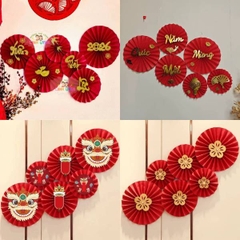 [ Set 10 Bộ ] Quạt Trang Trí Năm Mới [ Bộ Vật Liệu ] - 20531