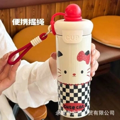 [ Set 2 Cái ] Bình Giữ Nhiệt Hello Kitty [ 600ml / Inox 304 ] - 20703