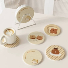 [ Set 10 Cái ] Lót Cốc [ Làm Từ Đất Tảo Thấm Hút Cao Cấp / Có Thể Vệ Sinh / Dày 9mm ] - 22133