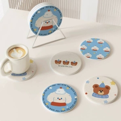 [ Set 10 Cái ] Lót Cốc [ Làm Từ Đất Tảo Thấm Hút Cao Cấp / Có Thể Vệ Sinh / Dày 9mm ] - 22135