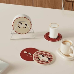 [ Set 10 Cái ] Lót Cốc [ Làm Từ Đất Tảo Thấm Hút Cao Cấp / Có Thể Vệ Sinh / Dày 9mm ] - 22136