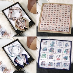 [ Set 10 Cái ] Khăn Lụa Vuông Hàn Quốc [ 70*70cm - Không Hôp ] - 18110