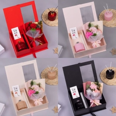 [ Set 2 Bộ ] Quà Tặng [ Hoa / Thiệp / Tinh Dầu Tán Hương Thơm / Hộp + Túi Quà ] - 18108