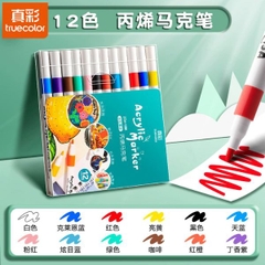 [ Set 5 Hộp ] Bút Lông Màu Acrylic Truecolor [ Khô Nhanh / Không Lem / Vẽ Nhiều Bề Mặt /12-24-36-48 Màu ] - 19226