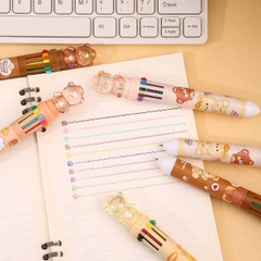 [ Hộp 36 Cây ] Bút Bi Bấm 10 Màu Bear [ 0.7mm ] - 20081