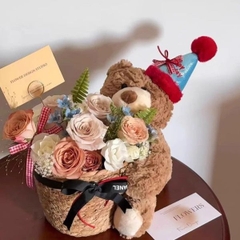[ Set 2 Bộ ] Gấu Ôm Hoa [ 11 Hoa + Gấu 38cm ] - 922837