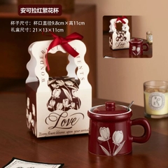 [ Set 2 Cái ] Ly Cốc Sứ [ Nắp + Thìa + Hộp Đẹp ] - 17985