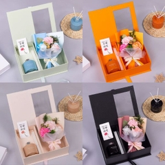 [ Set 2 Bộ ] Quà Tặng [ Hoa / Thiệp / Tinh Dầu Tán Hương Thơm / Hộp + Túi Quà ] - 18108