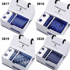 [ Set 2 Bộ Quà Tặng 5 Món ] Cà Vạt 146*75*35mm / Khăn 250*250mm - 18581