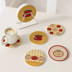 [ Set 10 Cái ] Lót Cốc [ Làm Từ Đất Tảo Thấm Hút Cao Cấp / Có Thể Vệ Sinh / Dày 9mm ] - 22135