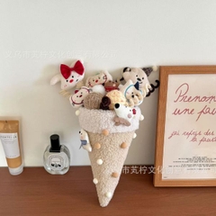 [ Set 2 Bó ] Hoa Gấu Bông [ Hoa + Túi + Dây Đèn+ Thiệp 20*30 ] - 16384