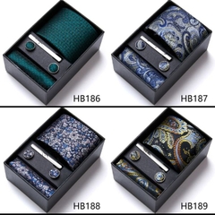 [ Set 2 Bộ Quà Tặng 5 Món ] Cà Vạt 146*75*35mm / Khăn 250*250mm - 18580