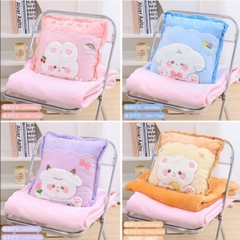 [ Set 2 Bộ ] Gối Ngủ Văn Phòng + Chăn Hồng [ 40*40cm / 100*170cm ] - 16259