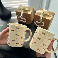 [ Set 5 Cái ] Cốc Nước Gốm Hình Chó Dachshund [ Hộp + Ruy Băng ] - 920788