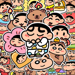 [ Set 10 Túi ] Sticker PVC Cu Shin [ 1 Túi 60 Miếng ] - 921192