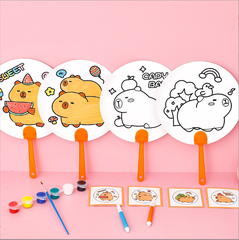 [ Set 50 Cái ] Quạt Handmade Capybara ( Không Kèm Màu ) - 921358