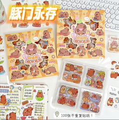 [ Set 5 Hộp ] Sticker Capybara ( Hộp 100 Tấm 8cm ) -  921665